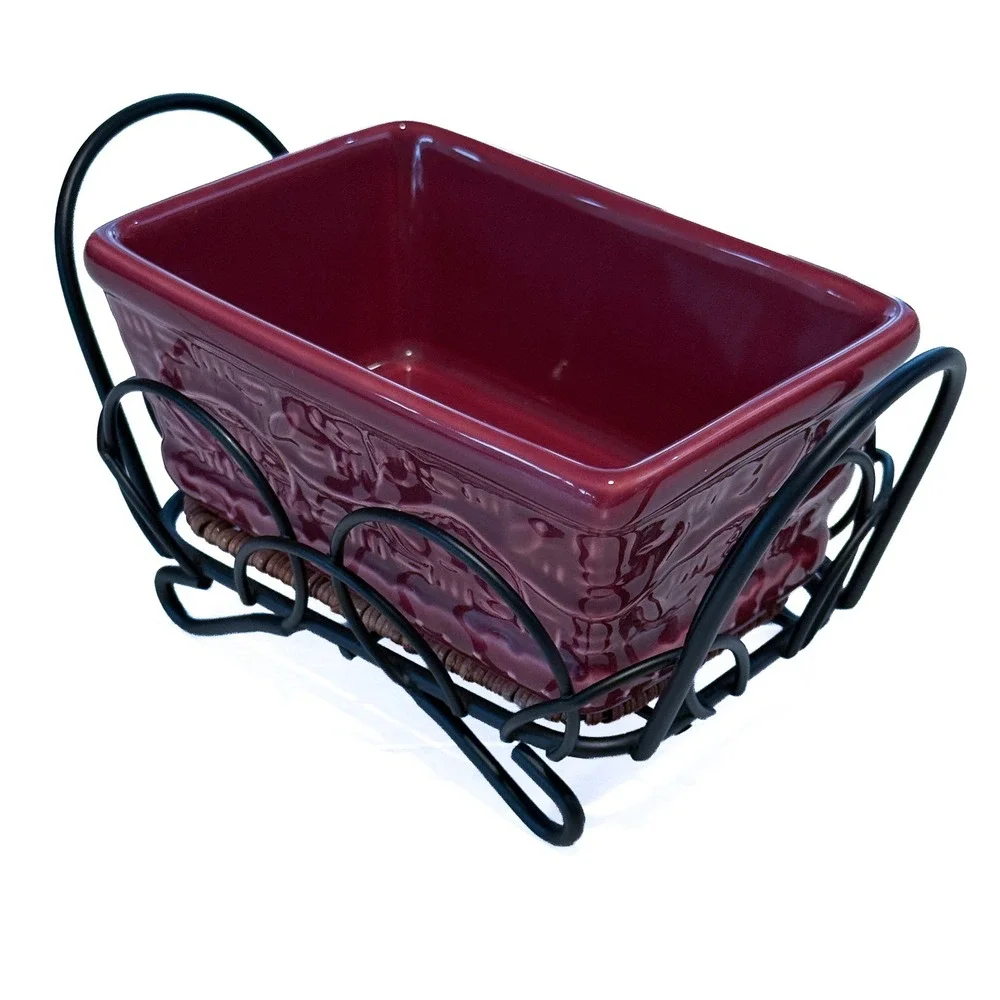 Temp-Tations by Tara Presentable Ovenware Cranberry Red Loaf Pan Wire Tray